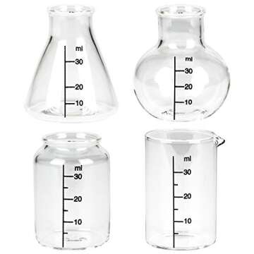 Chemistry Shot Glasses - Set of 4 Science Beaker Shots For The Nerd in Your Life - Work Overtime in the Home Laboratory - Chemistry Gifts Backed by Science