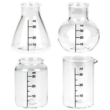 Chemistry Shot Glasses - Set of 4 Science Beaker Shots For The Nerd in Your Life - Work Overtime in the Home Laboratory - Chemistry Gifts Backed by Science