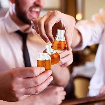 Chemistry Shot Glasses - Set of 4 Science Beaker Shots For The Nerd in Your Life - Work Overtime in the Home Laboratory - Chemistry Gifts Backed by Science