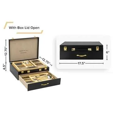 Elegant 72 PC Amalfi Silverware Set with Vintage Gold Handles
