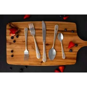 Elegant 72 PC Amalfi Silverware Set with Vintage Gold Handles