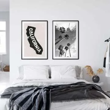 Black & White Palm Tree Poster, Palm Tree Wall Art, Beach Tree Print 16 x 20