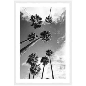 Black & White Palm Tree Poster, Palm Tree Wall Art, Beach Tree Print 16 x 20