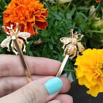 4 Pieces Bee Hair Clips Minimalist Side Bobby Pins Elegant Metal Hairpin Decorative Sweet Headwear Hair Accessories for Women (Gold and Sliver)