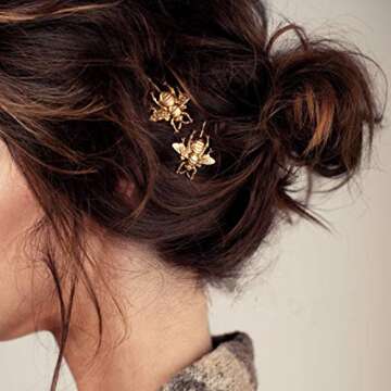 4 Pieces Bee Hair Clips Minimalist Side Bobby Pins Elegant Metal Hairpin Decorative Sweet Headwear Hair Accessories for Women (Gold and Sliver)