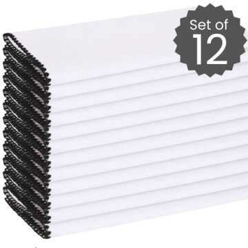 Cotton Clinic Cloth Napkins with Trim - Everyday Use Table Dinner Napkins - Soft Durable Washable - ...