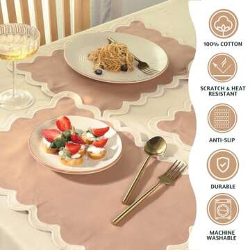 Folkulture Placemats Set of 4, 13 x 19 Inches 100% Cotton Rustic Place Mats or Heat ResistantTable M...