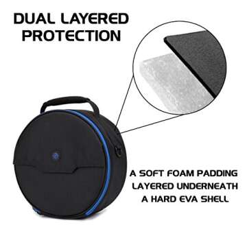 ENHANCE Portable Headphone Case for Wired & Wireless Headsets - Universal Headset Case Compatible with PlayStation, Beats, Bose & Gaming Headphones - Accessory Storage, Strap & Carrying Handle - Blue