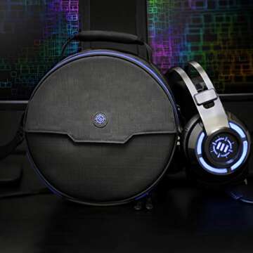 ENHANCE Portable Headphone Case for Wired & Wireless Headsets - Universal Headset Case Compatible with PlayStation, Beats, Bose & Gaming Headphones - Accessory Storage, Strap & Carrying Handle - Blue