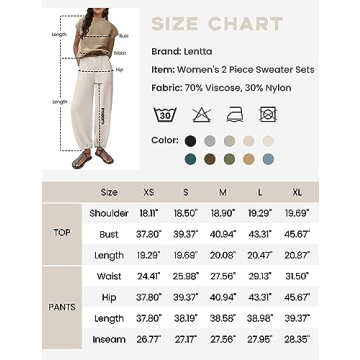 Lentta Women's Stylish 2 Piece Sweater Set with Pockets