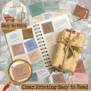 240PCS Vintage Motivational Quote Stickers, Typewriter Style Scrapbook Stickers, Famous Words Literary Inspirational Journaling Stickers Planner Bullet Journal Supplies