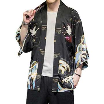 PRIJOUHE Lightweight Japanese Kimono Jacket for All
