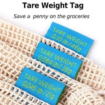 GreeOn Eco Friendly Reusable Produce Bags - Non Plastic - Net Zero Waste, Organic Cotton Mesh Produce Vegetable Bag Washable (with Drawstring & Tare Weight) for Grocery Shopping and Storage, Set of 6