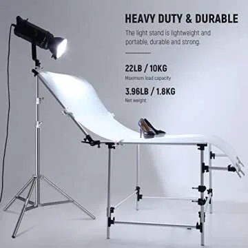 NEEWER 7.2ft/2.2m Stainless Steel Light Stand, Spring Cushioned Heavy Duty Photography Tripod Stand with 1/4” to 3/8” Screw Adapter for Strobe,LED Video Light,Ring Light, Monolight, Softbox