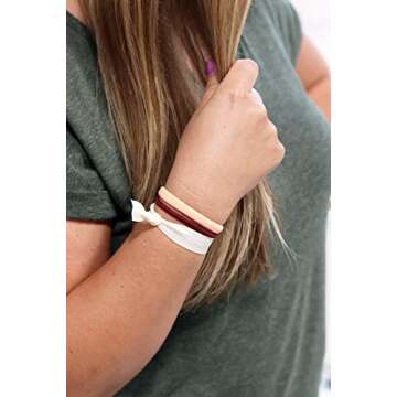 Kenz Laurenz Hair Ties Ponytail Holders - 20 Pack "Tribal Black Silver White" Aztec No Crease Ouchless Elastic Styling Accessories Pony Tail Holder Ribbon Bands