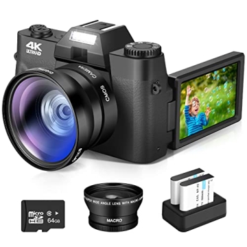 JUSTFX 4K Digital Camera - Vlogging/Photography with WiFi, 48MP, 180° Flip Screen