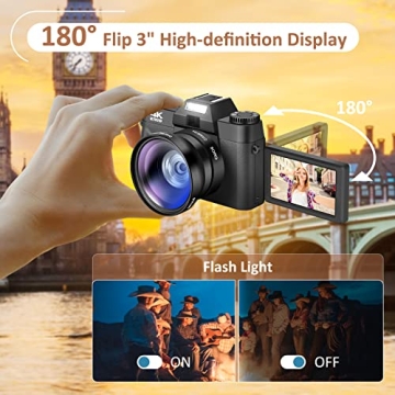 JUSTFX 4K Digital Camera for Vlogging with WiFi