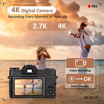 JUSTFX 4K Digital Camera for Vlogging with WiFi