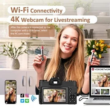 JUSTFX 4K Digital Camera for Vlogging with WiFi