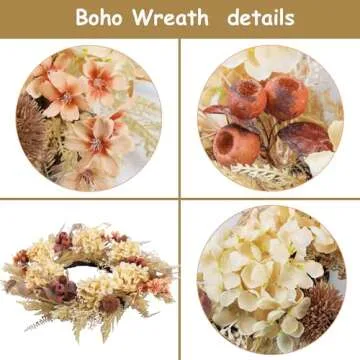 BINFEN 20 Inch Winter Fall Wreaths for Front Door, Boho Front Door Wreath, Fake Dried Hydrangea Flowers, Burlap, Pampas Fall Decorations for Home Farmhouse Front Porch