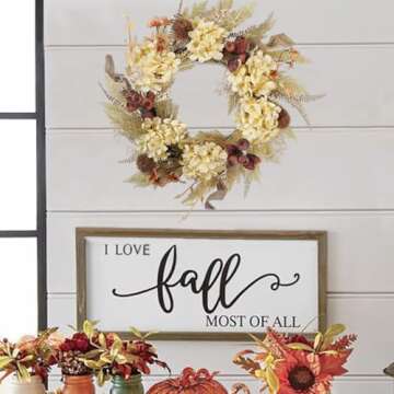 BINFEN 20 Inch Winter Fall Wreaths for Front Door, Boho Front Door Wreath, Fake Dried Hydrangea Flowers, Burlap, Pampas Fall Decorations for Home Farmhouse Front Porch