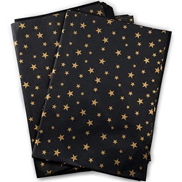 MR FIVE 30 Sheets 20" x 28" Black with Gold Star Tissue Paper Bulk,Black and Gold Star Tissue Paper ...