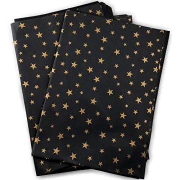 MR FIVE 30 Sheets Gold Star Black Tissue Paper - Elegant Gift Wrapping Solution