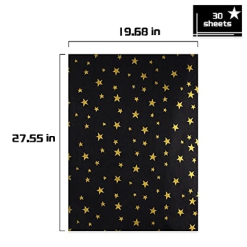 Gold Star Black Tissue Paper for Perfect Gift Wrapping