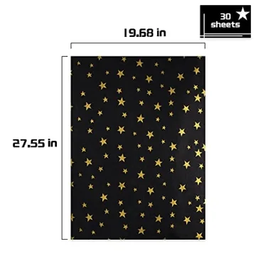 Gold Star Black Tissue Paper for Perfect Gift Wrapping