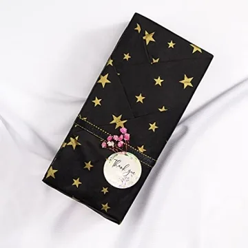 Gold Star Black Tissue Paper for Perfect Gift Wrapping