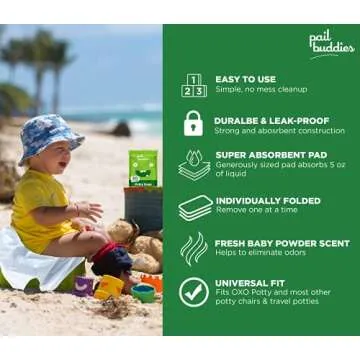 60 Refill Potty Bags: Absorbent, Disposable Potty Liners Compatible with OXO Tot 2-in-1 Go Potty | Strong, Leak-Proof Bags Work with Most Travel Potties, Potty Chairs, Potty Seats & Portable Toilets