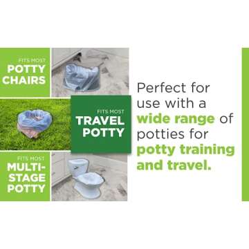 60 Refill Potty Bags: Absorbent, Disposable Potty Liners Compatible with OXO Tot 2-in-1 Go Potty | Strong, Leak-Proof Bags Work with Most Travel Potties, Potty Chairs, Potty Seats & Portable Toilets