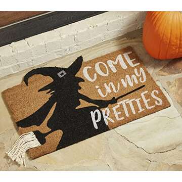 Mud Pie Halloween Witch Doormat, 19.75" x 28", Come in My Pretties