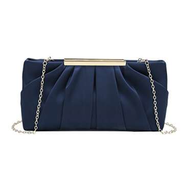 CHARMING TAILOR Clutch Evening Bag Elegant Pleated Satin Formal Handbag Simple Classy Purse for Wome...