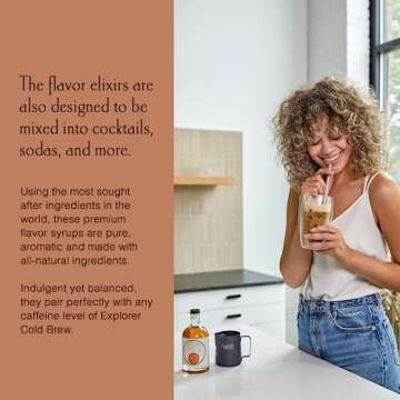 Explorer Vanilla Coffee Syrup Flavor, All Natural Gluten Free Flavoring for Drinks, Lattes, Cocktails & Shakes, 12.7 fl oz