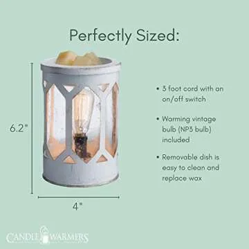 Candle Warmers Etc. Vintage Bulb Illumination Fragrance Warmer- Light-Up Warmer for Warming Scented Candle Wax Melts and Tarts to Freshen Room, Arbor