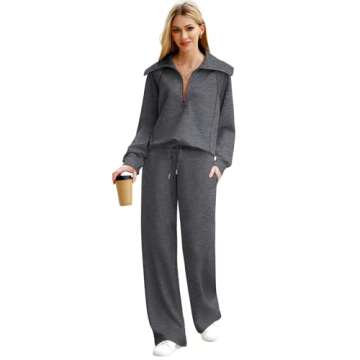 XIEERDUO Two Piece Sets For Women Loungewear Fall Fashion 2024 Trendy Casual DimGray L