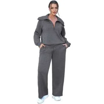 XIEERDUO Two Piece Sets For Women Loungewear Fall Fashion 2024 Trendy Casual DimGray L