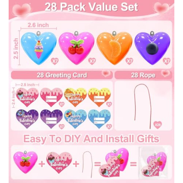 Valentine Butter Slime 28 Pack with Fruit Charms for Kids