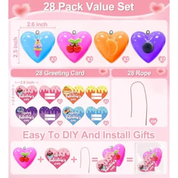 Valentine Butter Slime 28 Pack with Fruit Charms for Kids