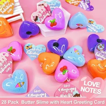 Valentine Butter Slime 28 Pack with Fruit Charms for Kids
