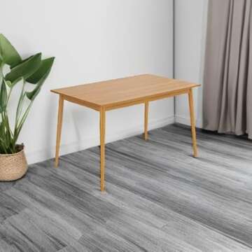 Panana Modern Dining Table 47 Inch Kitchen Table with Solid Wood Leg Oak Finish Dinner Table Dining Room Home Furniture Natural