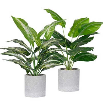 Der Rose 2 Pack Fake Plants Artificial Tropical Faux Plants Indoor for Office Desk Home Sage Green D...