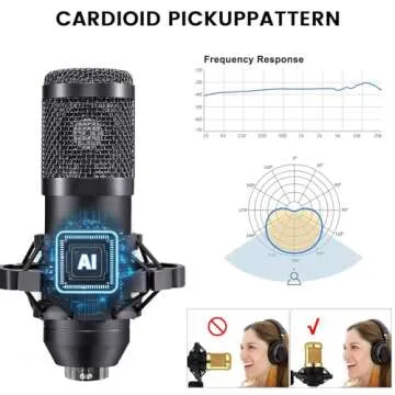 Podcast Equipment Bundle for 2, Audio Interface with Cardioid Designer BM800 Mic for Gamer and All-in-One DJ Mixer, Perfect for Live Streaming, Singing, YouTube