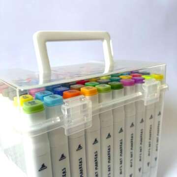 ALI'S ART MARKERS, Alcohol Markers, Dual Tip Double Ended Marker, 60 Colours, Clear Plastic Storage ...