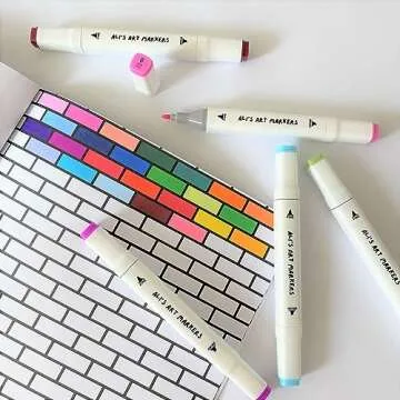 ALI'S ART MARKERS, Alcohol Markers, Dual Tip Double Ended Marker, 60 Colours, Clear Plastic Storage Case, Drawing, Sketching