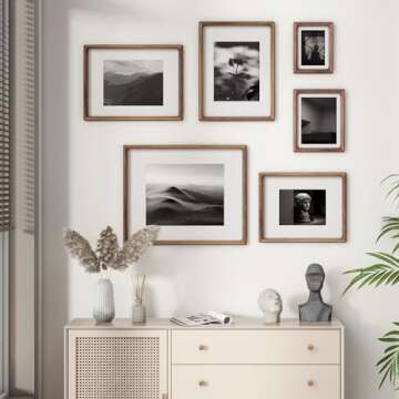 16 x 20 Picture Frame, USA-Sourced Natural Walnut Wood Photo Frame with Tempered Glass, Handcrafted Rounded Corner 16x20 Wooden Frame Matted to 11x14 Photos, Horizontal or Vertical Wall Mounting