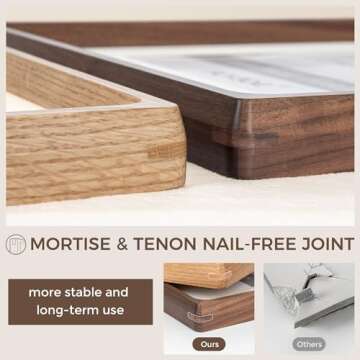 16 x 20 Picture Frame, USA-Sourced Natural Walnut Wood Photo Frame with Tempered Glass, Handcrafted Rounded Corner 16x20 Wooden Frame Matted to 11x14 Photos, Horizontal or Vertical Wall Mounting