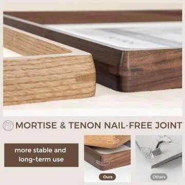 16 x 20 Picture Frame, USA-Sourced Natural Walnut Wood Photo Frame with Tempered Glass, Handcrafted Rounded Corner 16x20 Wooden Frame Matted to 11x14 Photos, Horizontal or Vertical Wall Mounting