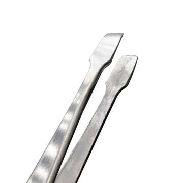 MMOBIEL 2 Pcs Stainless Steel Stamp Tweezers Tongs Flat Wide Tip Precision Philately Tweezers for St...